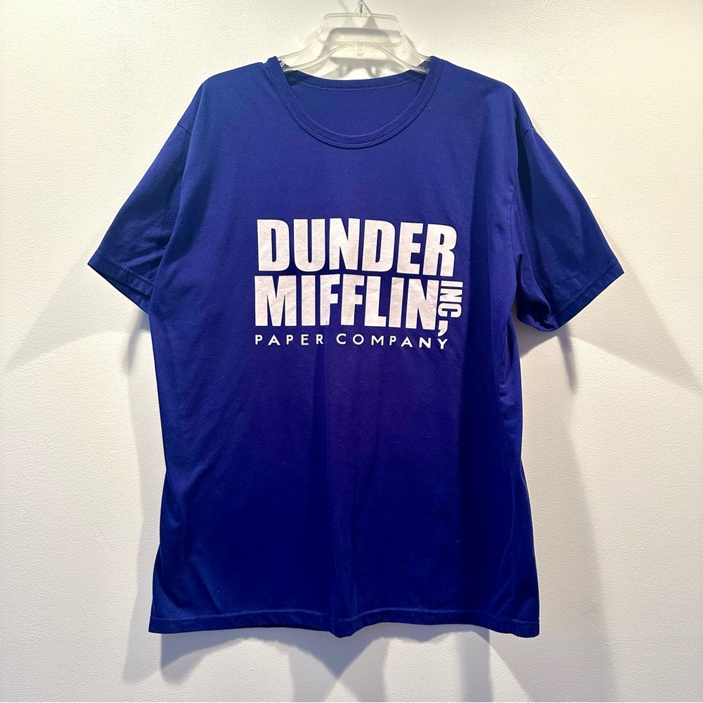 NWOT The Office Dunder Mifflin Blue Short Sleeve Graphic Tee, Size L
